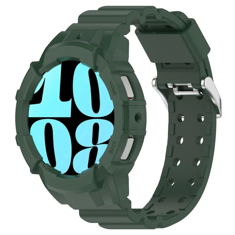 Armor Silicone Watch Band with Watch Case Set, For Samsung Galaxy Watch 7 44mm, For Samsung Galaxy Watch 7 40mm