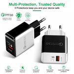 1USB QC 3.0 Wire Drawing Quick Charger EU Plug, QC 3.0 Black, QC 3.0 White
