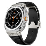 Titanium Connector Silver Buckle Silicone Watch Band, For Samsung Galaxy Watch Ultra 47mm / Ultra 2025
