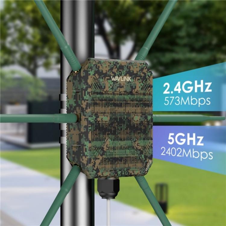 WAVLINK WN588HX3 AX3000 Outdoor WiFi Extender with 6 Antennas Dual Band WiFi Repeater, US Plug, EU Plug, UK Plug, AU Plug