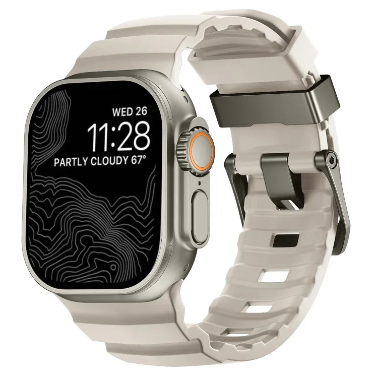 Wild Path Grey Buckle Thickened Silicone Watch Band, For Apple Watch 46mm / 49mm / 45mm / 44mm