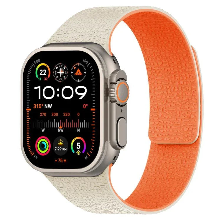 Litchi Texture Magnetic Silicone Watch Band, For Apple Watch 46mm / 49mm / 45mm / 44mm, For Apple Watch 42mm / 41mm / 40mm / 38mm