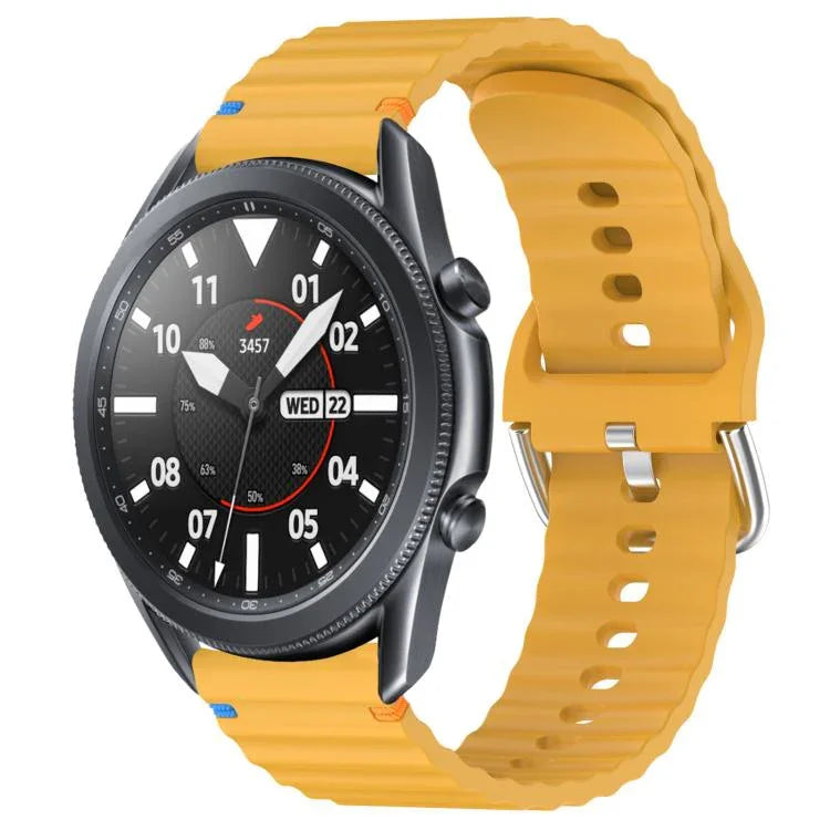 Wavy Grain Stitched 22mm Silicone Watch Band, For Samsung Galaxy Watch 3 45mm