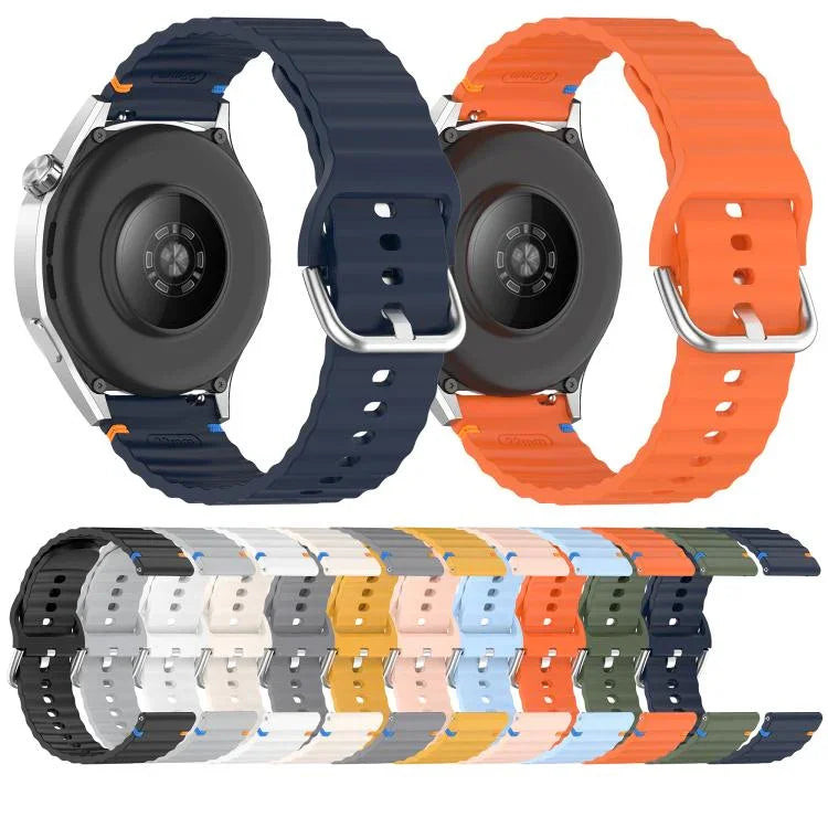 Wavy Grain Stitched 22mm Silicone Watch Band, For Samsung Galaxy Watch 3 45mm