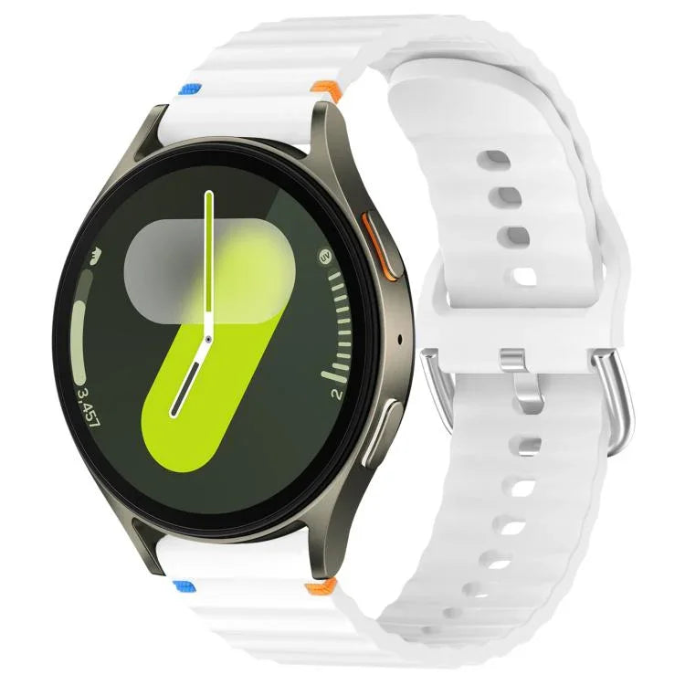 Wavy Grain Stitched 20mm Silicone Watch Band, For Samsung Galaxy Watch 7 40 / 44mm