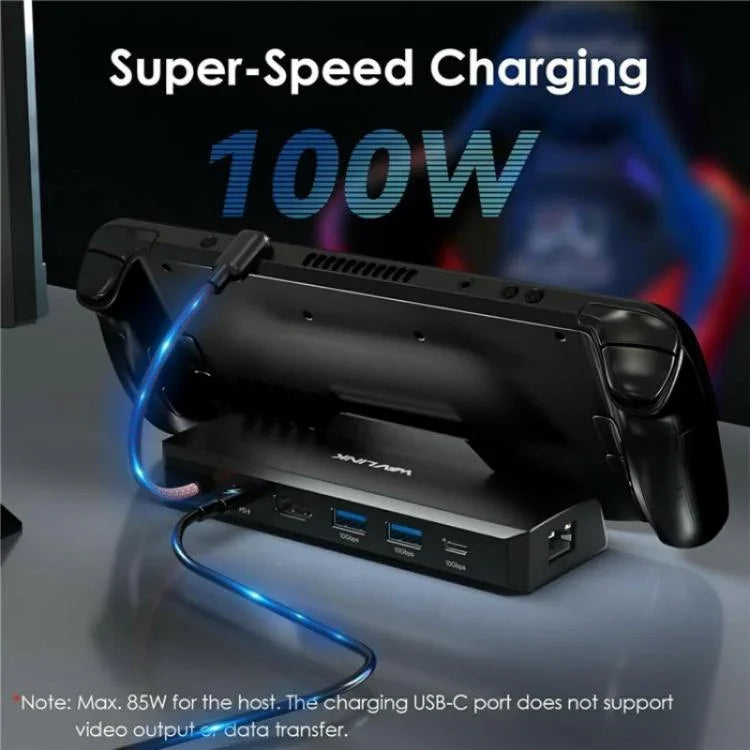 WAVLINK UHP3426 For Steam Deck Gigabit RJ45 100W PD Hub Adapter 6 in 1 Docking Station
