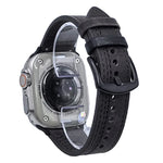 7-Line Tri-Star Buckle Pull Up Leather Watch Band, For Apple Watch 46mm / 49mm / 45mm / 44mm, For Apple Watch 42mm / 41mm / 40mm / 38mm