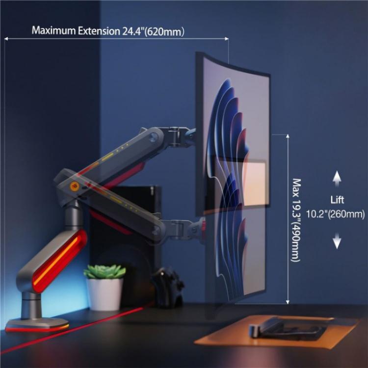NORTH BAYOU L60 RGB Light Desk Mount Bracket 32-60 Inch Gaming Monitor Arm Stand, L60