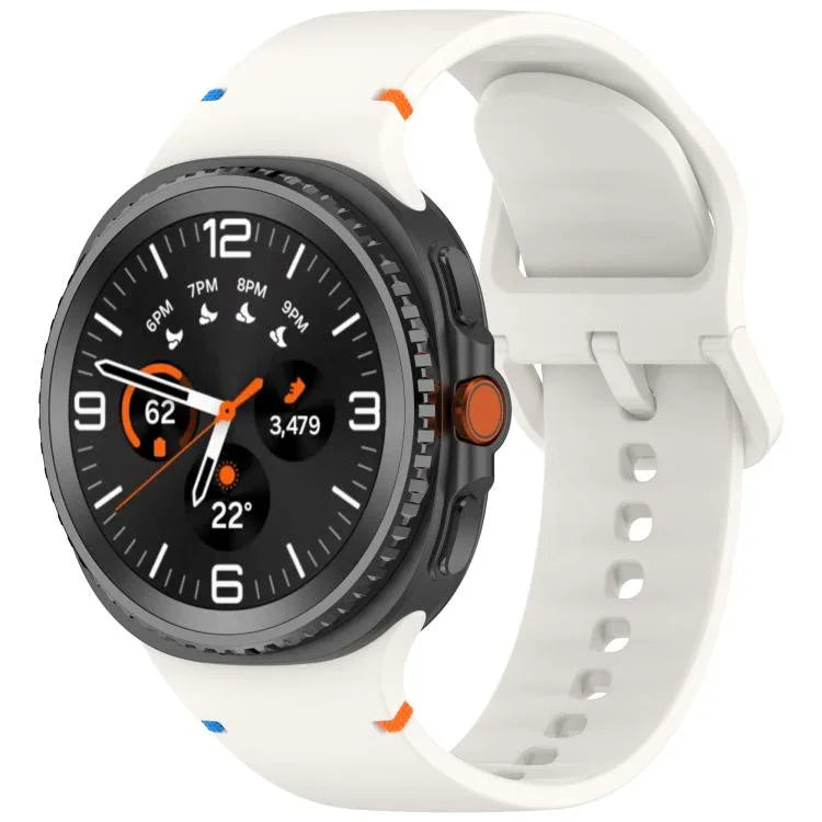For Samsung Galaxy Watch8 / Watch8 Classic Stitched Solid Color Silicone Watch Band, S, M