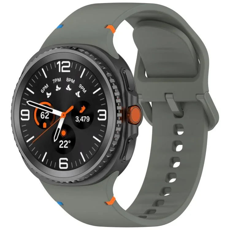 For Samsung Galaxy Watch8 / Watch8 Classic Stitched Solid Color Silicone Watch Band, S, M