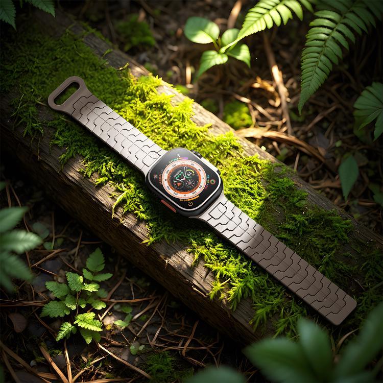 Steel Dragon Scale Magnetic Silicone Watch Band, For Apple Watch 46mm / 49mm / 45mm / 44mm