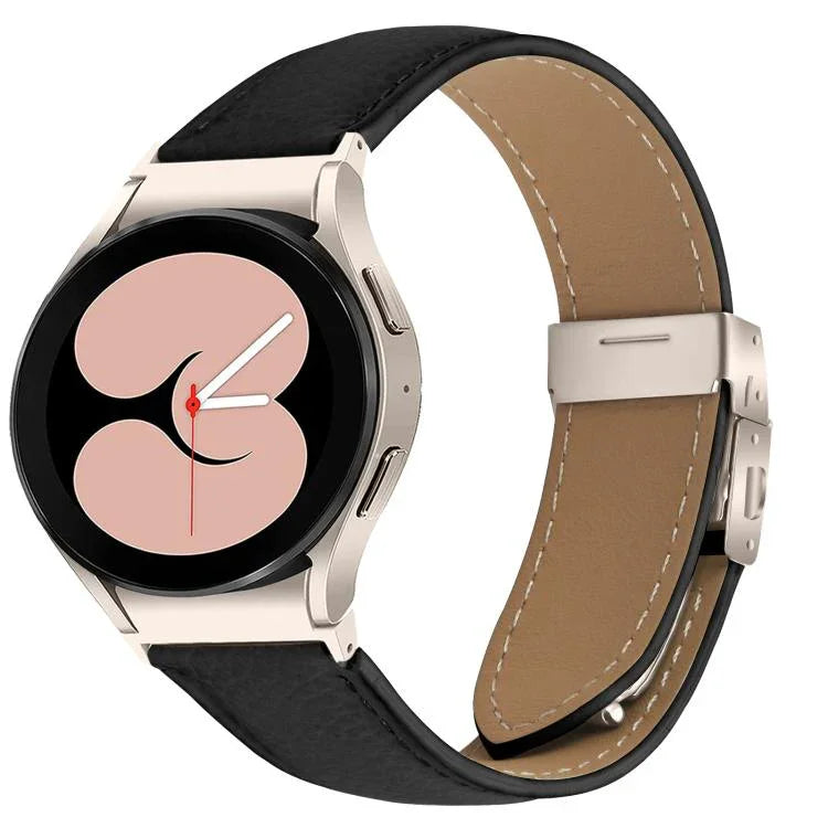 Lychee Texture Starlight Turtle Back Buckle Leather Watch Band, For Samsung Galaxy Watch 7 40 / 44mm
