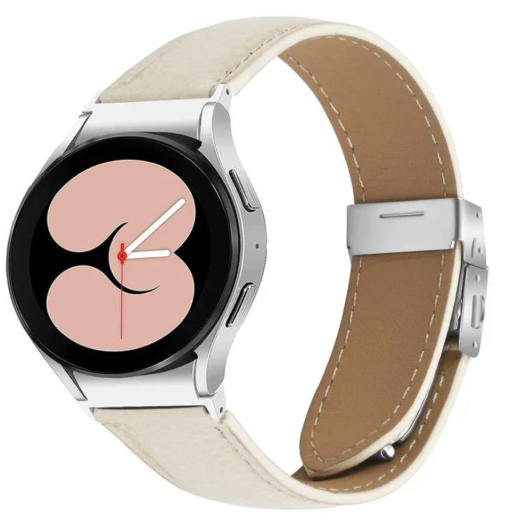 Lychee Texture Silver Turtle Back Buckle Leather Watch Band, For Samsung Galaxy Watch 7 40 / 44mm