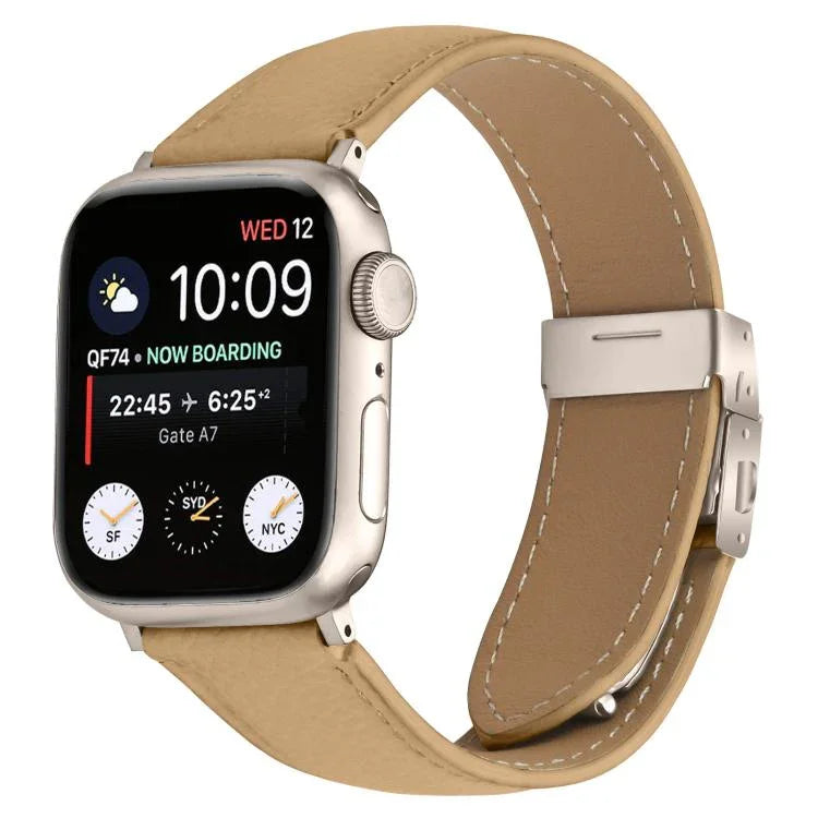 Lychee Texture Starlight Turtle Back Buckle Leather Watch Band, For Apple Watch 46mm / 49mm / 45mm / 44mm, For Apple Watch 42mm / 41mm / 40mm / 38mm