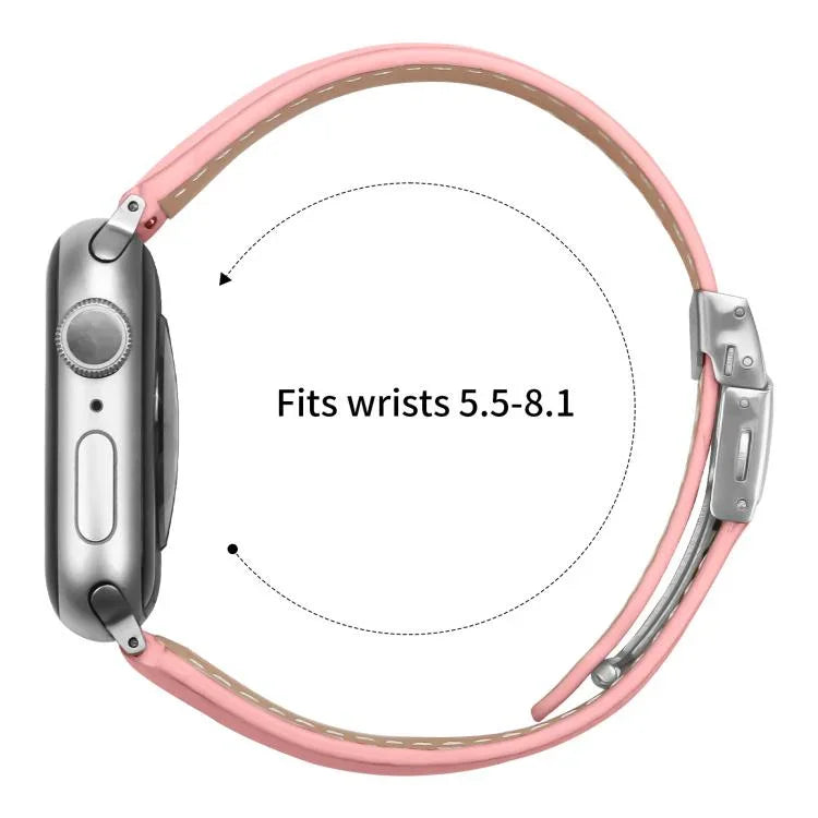 Lychee Texture Silver Turtle Back Buckle Leather Watch Band, For Apple Watch 46mm / 49mm / 45mm / 44mm, For Apple Watch 42mm / 41mm / 40mm / 38mm