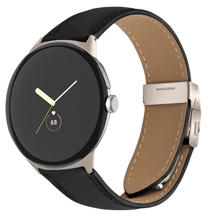 Lychee Texture Starlight Turtle Back Buckle Leather Watch Band, For Google Pixel Watch 4 / 3 / 2 / 1 41mm