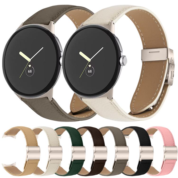 Lychee Texture Starlight Turtle Back Buckle Leather Watch Band, For Google Pixel Watch 4 / 3 / 2 / 1 41mm