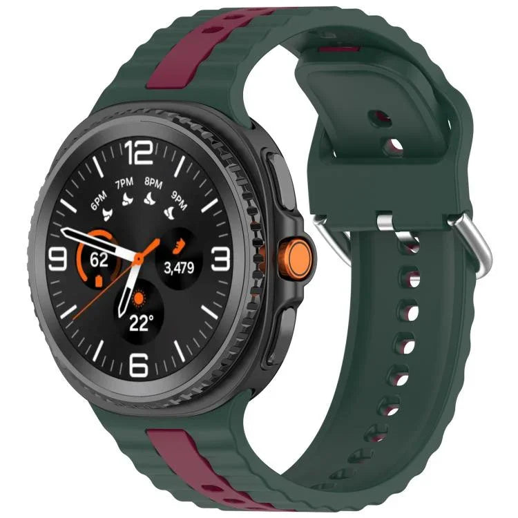 Vertical Two Color Silicone Watch Band, For Samsung Galaxy Watch8 / Watch8 Classic