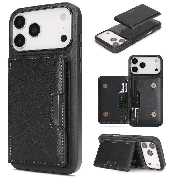 Kalebol Strong MagSafe Magnetic Two-Fold Card Bag Leather Phone Case, For iPhone Fold, For iPhone 18 Pro, For iPhone 18 Pro Max, For iPhone 17 Pro Max, For iPhone 17 Pro, For iPhone 17, For iPhone Air, For iPhone 17e / 16e