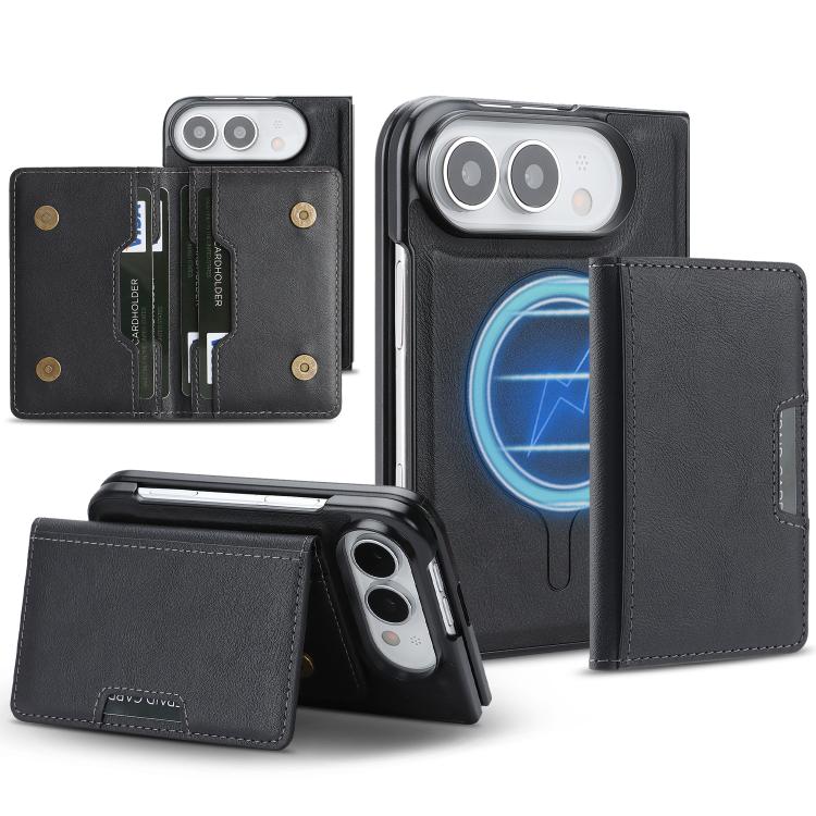 Kalebol Strong MagSafe Magnetic Two-Fold Card Bag Leather Phone Case, For iPhone Fold, For iPhone 18 Pro, For iPhone 18 Pro Max, For iPhone 17 Pro Max, For iPhone 17 Pro, For iPhone 17, For iPhone Air, For iPhone 17e / 16e