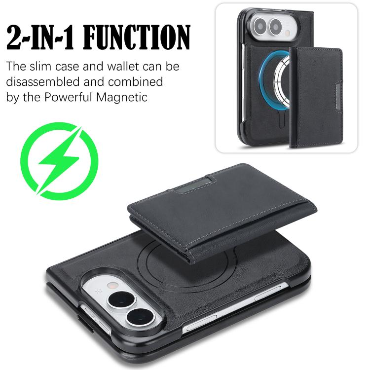 Kalebol Strong MagSafe Magnetic Two-Fold Card Bag Leather Phone Case, For iPhone Fold, For iPhone 18 Pro, For iPhone 18 Pro Max, For iPhone 17 Pro Max, For iPhone 17 Pro, For iPhone 17, For iPhone Air, For iPhone 17e / 16e