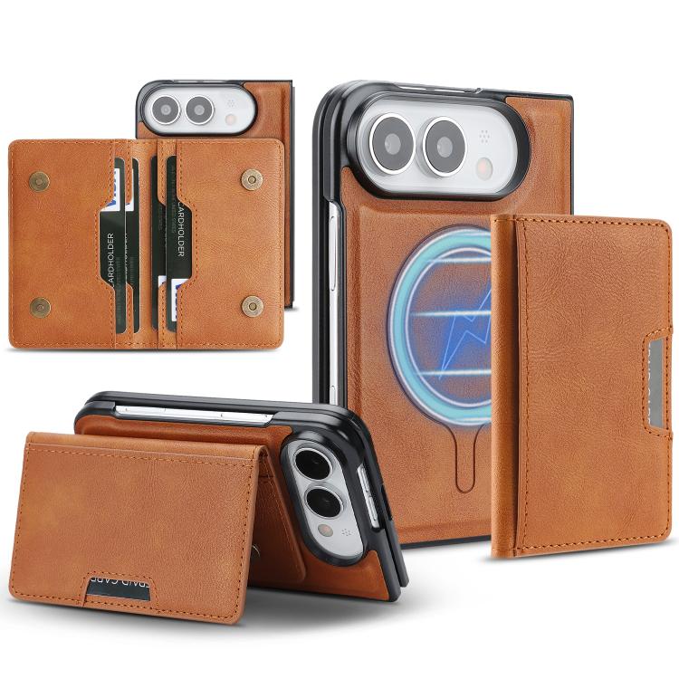 Kalebol Strong MagSafe Magnetic Two-Fold Card Bag Leather Phone Case, For iPhone Fold, For iPhone 18 Pro, For iPhone 18 Pro Max, For iPhone 17 Pro Max, For iPhone 17 Pro, For iPhone 17, For iPhone Air, For iPhone 17e / 16e