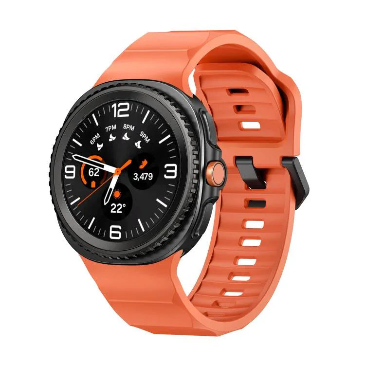 Wave Black Buckle Silicone Watch Band, For Samsung Galaxy Watch8 / Watch8 Classic