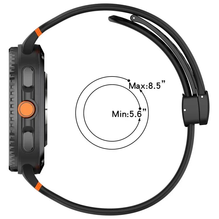 Magnetic Black Buckle Breathable Stitched Silicone Watch Band, For Samsung Galaxy Watch8 / Watch8 Classic