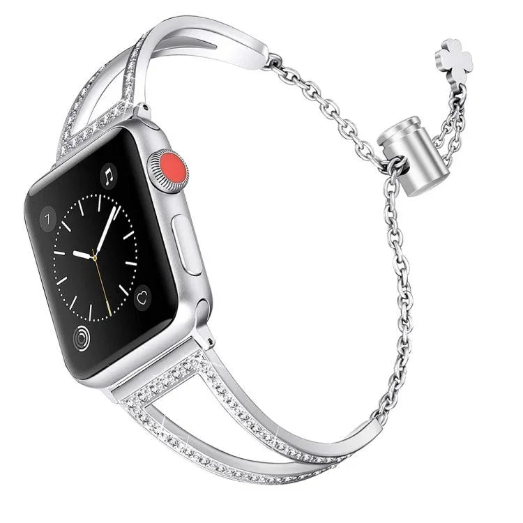 V-Shaped Diamond Zinc Alloy Watch Band, For Apple Watch 46mm / 49mm / 45mm / 44mm, For Apple Watch 42mm / 41mm / 40mm / 38mm