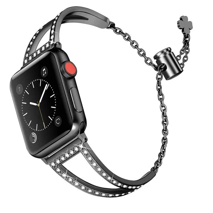 V-Shaped Diamond Zinc Alloy Watch Band, For Apple Watch 46mm / 49mm / 45mm / 44mm, For Apple Watch 42mm / 41mm / 40mm / 38mm