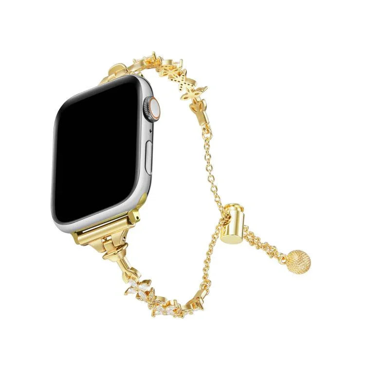 Four Leaf Clover Diamond Zinc Alloy Watch Band, For Apple Watch 46mm / 49mm / 45mm / 44mm, For Apple Watch 42mm / 41mm / 40mm / 38mm