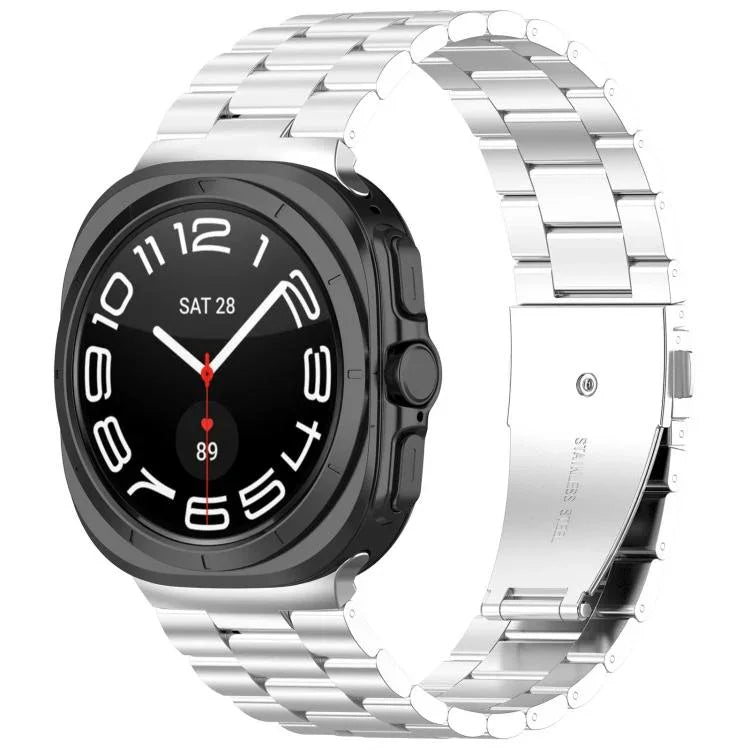 Three Beads Stainless Steel Watch Band with Removal Tool, For Samsung Galaxy Watch Ultra 47mm / Ultra 2025, For Samsung Galaxy Watch8 / Watch8 Classic