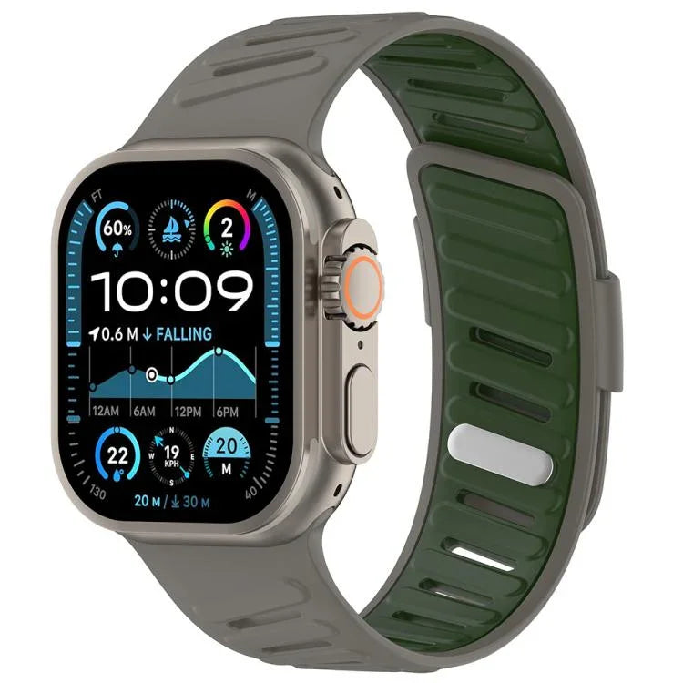Oblique Buckle Breathable Two-Color Silicone Watch Band, For Apple Watch 46mm / 49mm / 45mm / 44mm