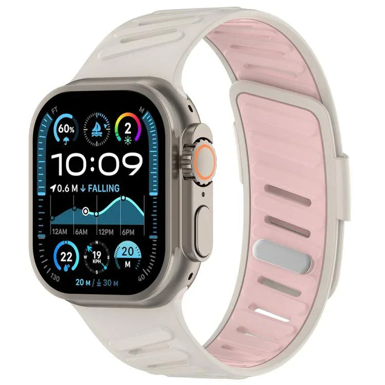 Oblique Buckle Breathable Two-Color Silicone Watch Band, For Apple Watch 46mm / 49mm / 45mm / 44mm