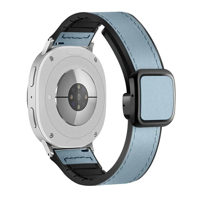 Square Magnetic Buckle Leather Skin Silicone Watch Band, For Samsung Galaxy Watch8 / Watch8 Classic