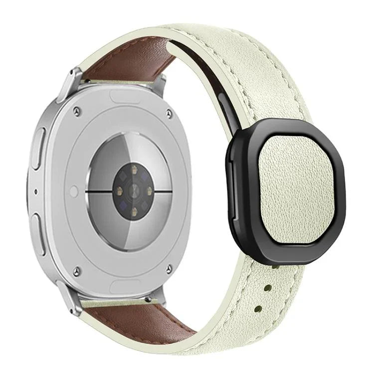 Magnetic Fold Genuine Buckle Leather Watch Band, For Samsung Galaxy Watch8 / Watch8 Classic
