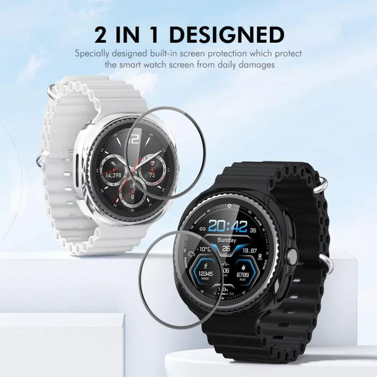 ENKAY Hat-Prince 2 in 1 Electroplated Soft TPU Cover with Full Coverage PMMA Soft Film, For Samsung Galaxy Watch8 Classic 46mm