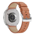 Round Tail Square Buckle Leather Watch Band, For Samsung Galaxy Watch8 / Watch8 Classic