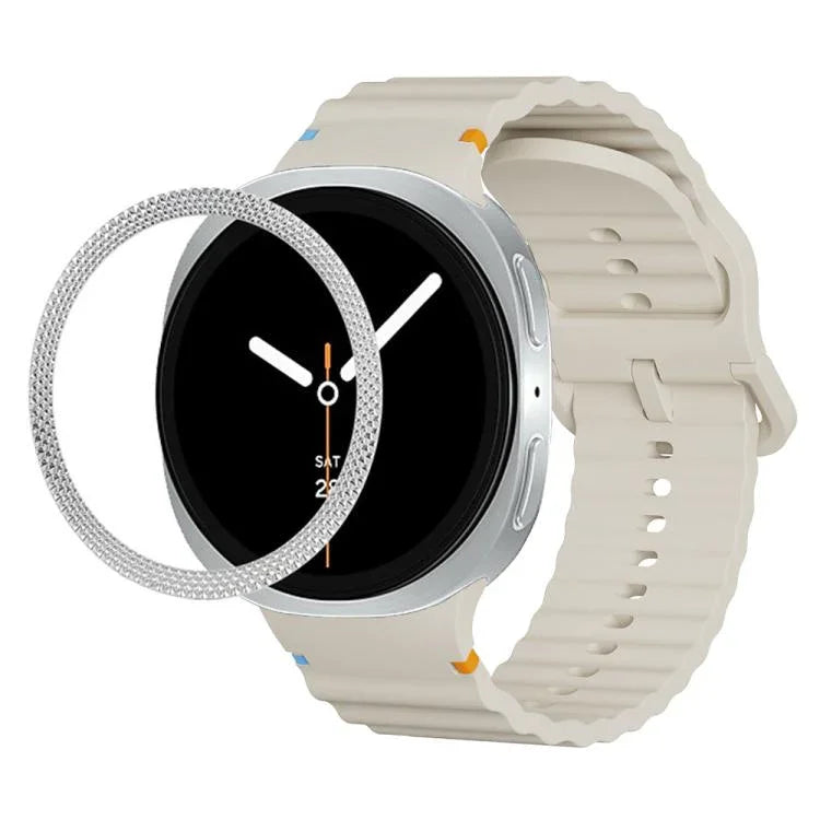 Rhombic Texture Bezel and Wavy Grain Stitched Color Buckle Silicone Watch Band, For Samsung Galaxy Watch8 44mm, For Samsung Galaxy Watch8 40mm