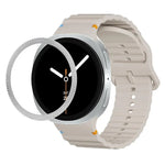 Rhombic Texture Bezel and Wavy Grain Stitched Color Buckle Silicone Watch Band, For Samsung Galaxy Watch8 44mm, For Samsung Galaxy Watch8 40mm