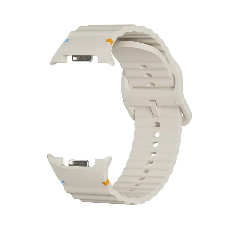 Diamond Bezel and Wavy Grain Stitched Color Buckle Silicone Watch Band, For Samsung Galaxy Watch8 44mm, For Samsung Galaxy Watch8 40mm