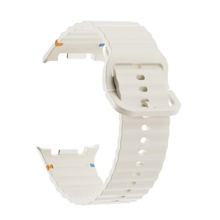 Diamond Bezel and Wavy Grain Stitched Color Buckle Silicone Watch Band, For Samsung Galaxy Watch8 44mm, For Samsung Galaxy Watch8 40mm