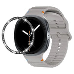 Diamond Bezel and Wavy Grain Stitched Color Buckle Silicone Watch Band, For Samsung Galaxy Watch8 44mm, For Samsung Galaxy Watch8 40mm