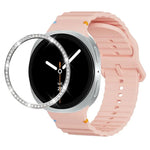 Diamond Bezel and Wavy Grain Stitched Color Buckle Silicone Watch Band, For Samsung Galaxy Watch8 44mm, For Samsung Galaxy Watch8 40mm