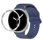Diamond Bezel and Wavy Grain Stitched Color Buckle Silicone Watch Band, For Samsung Galaxy Watch8 44mm, For Samsung Galaxy Watch8 40mm