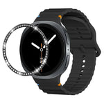 Diamond Bezel and Wavy Grain Stitched Color Buckle Silicone Watch Band, For Samsung Galaxy Watch8 44mm, For Samsung Galaxy Watch8 40mm