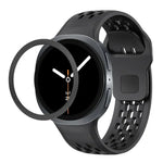 Rhombic Texture Bezel and Black Reverse Buckle Silicone Watch Band, For Samsung Galaxy Watch8 44mm, For Samsung Galaxy Watch8 40mm