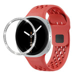 Diamond Bezel and Black Reverse Buckle Silicone Watch Band, For Samsung Galaxy Watch8 44mm, For Samsung Galaxy Watch8 40mm