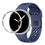Diamond Bezel and Black Reverse Buckle Silicone Watch Band, For Samsung Galaxy Watch8 44mm, For Samsung Galaxy Watch8 40mm