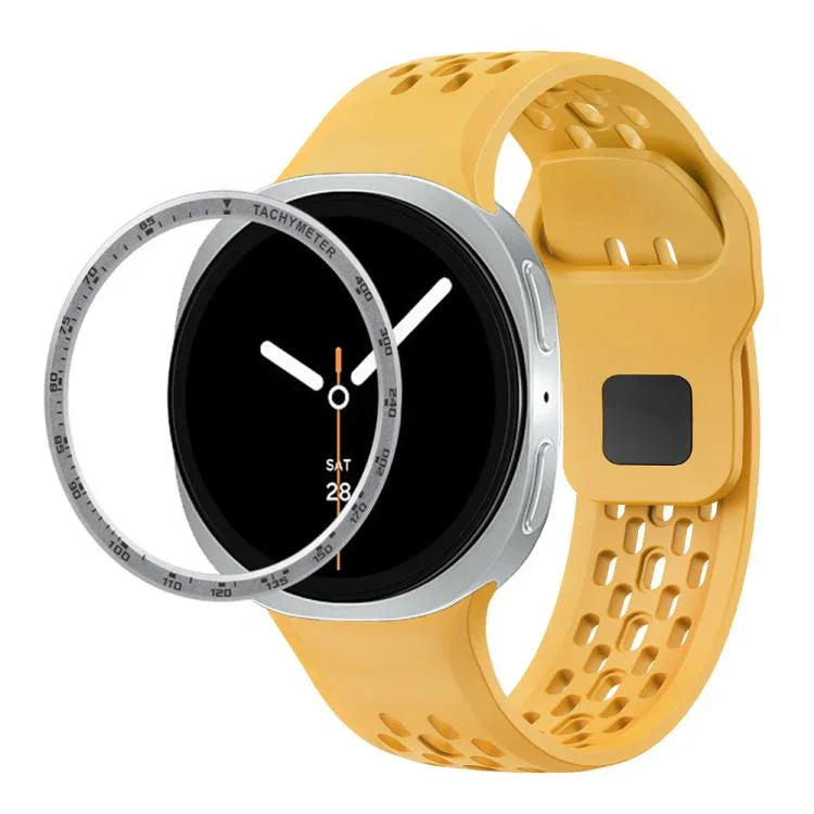 Speed Bezel and Black Reverse Buckle Silicone Watch Band, For Samsung Galaxy Watch8 44mm, For Samsung Galaxy Watch8 40mm